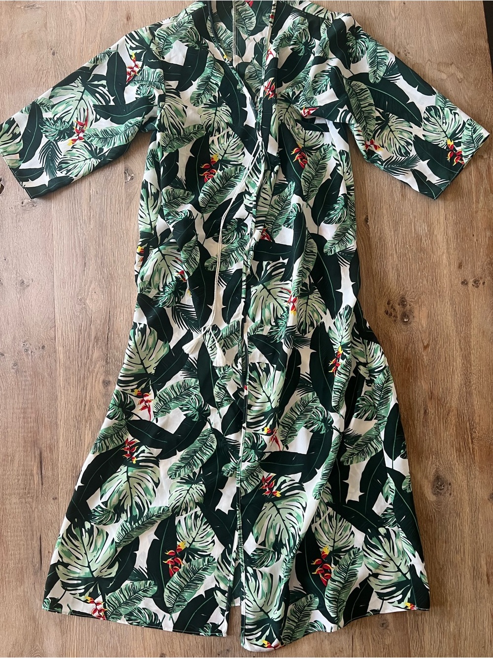 Rachel Zoe Tropical Palm Print Beach Cover Up Kimono OS